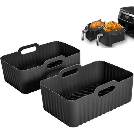 Silikonform für Heißluftfritteuse – 4 Pcs Zubehör, Silikoneinsatz für Dual Zone Heißluftfritteuse Backpapiere