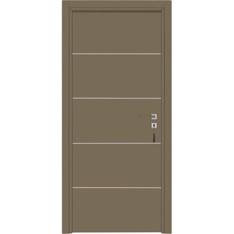 Bloc-porte pose fin de chantier collection PREMIUM Seymour, H.204 x l.83 cm, aspect cuir lichen, réversible