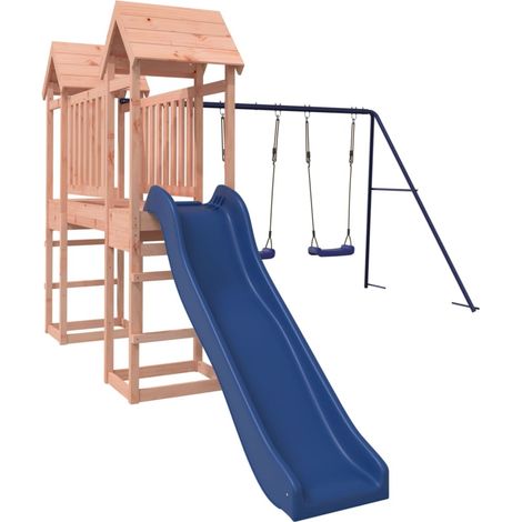 Aire de jeux d'extérieur balançoires toboggan portiques robuste jeux jardin 308 x 393 x 194 cm bois massif de douglas (1/5)
