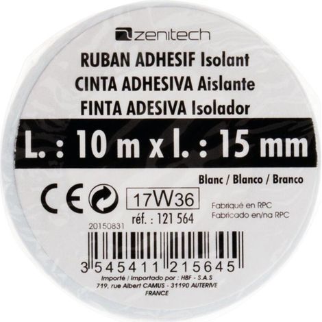 Rouleau adhesif 15mm x 10 mètres blanc (1/4)