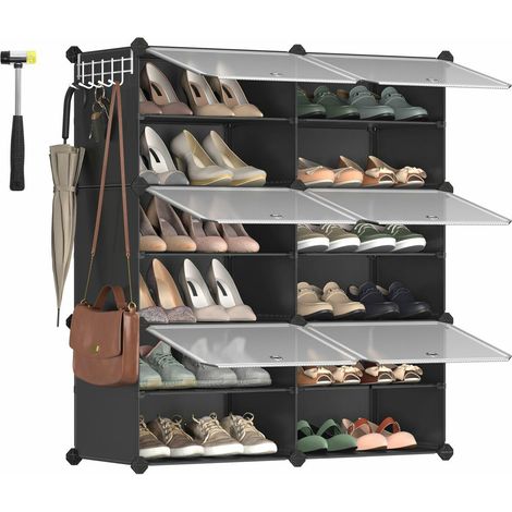 Armario negro para ropa y zapatos, 6 cajas (1/5)