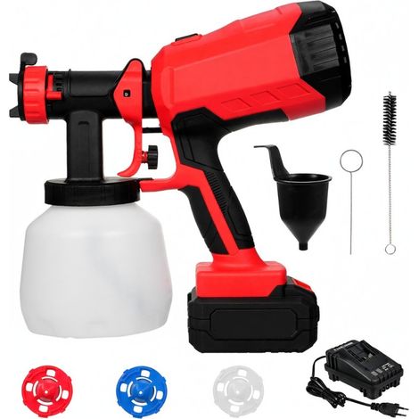 Pistolet à peinture sans fil 1200 ml avec batteries 4000 mAh 20 V, 3 buses et 3 modes de pulvérisation. Idéal pour murs, clôtures, sols métalliques et bricolage. (1/5)