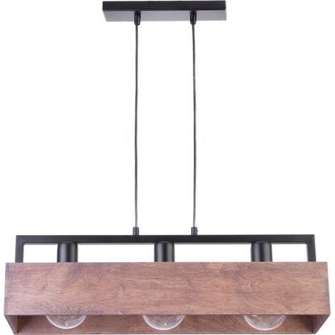 Lampada a sospensione loft legno scuro Dakota 3xE27 Sigma