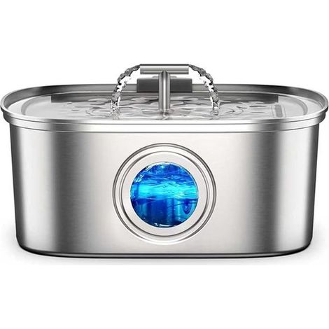 Fuente de agua de acero inoxidable con boquilla en forma de T para perros y gatos