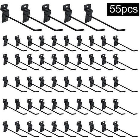 Lot de 55 crochets pour étagères murales à lattes, présentoirs de vente au détail, garages et magasins, supports pour panneaux perforés. (1/3)