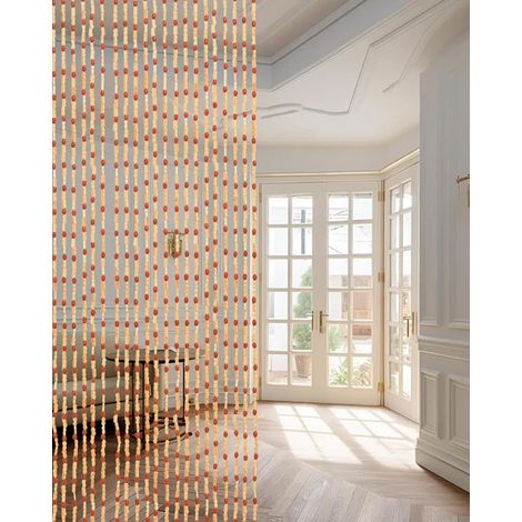 Wooden Bead Curtain 90 x 200 cm – 45 Strands of Retro Bamboo Bead Door – Hand-Made Decorative Separation as Mosquito Net for Bedroom, Living Room, Home (1/5)
