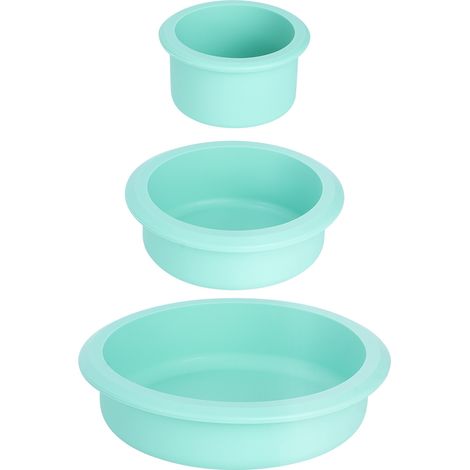 3 moules à gâteaux ronds en silicone, diamètres 20 cm, 15 cm et 8 cm, hauteur 4,5 cm, résistant au froid et à la chaleur (1/5)