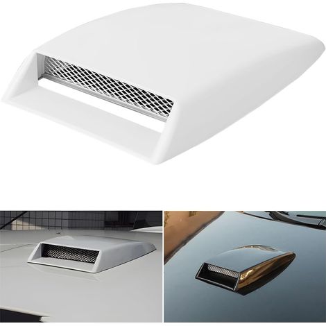 Couvercle D'Évent De Capot De Voiture, Couvercle D'Admission De Débit D'Air, Bouches D'Air Décoratives En Plastique, Capot D'Évent Modifié Couverture Pour La Décoration De Voiture(Blanc) (1/5)