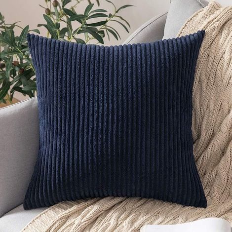 Federa decorativa per cuscino in velluto, morbida federa per divano, soggiorno, set da 2, 45x45 cm, blu navy (1/2)