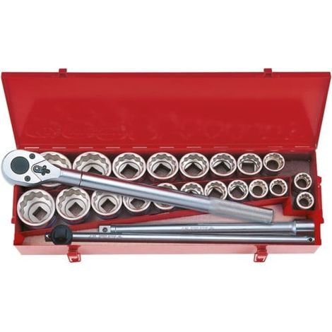 KING TONY - Coffret douille 3/4 pouce et métrique, 12 pans, 24 pièces (1/2)