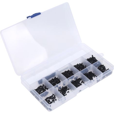 Kit de 501 vis cruciformes noires en acier au carbone KM avec tournevis (1/5)