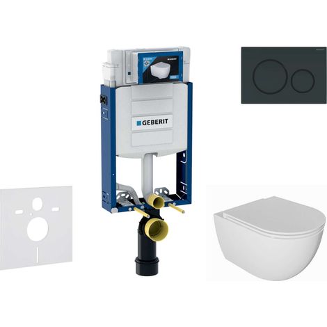 Geberit Kombifix - Conjunto de instalación empotrada, inodoro Oudee y asiento softclose, pulsador Sigma20, negro brillante/negro mate SANI15CA5116 (1/5)