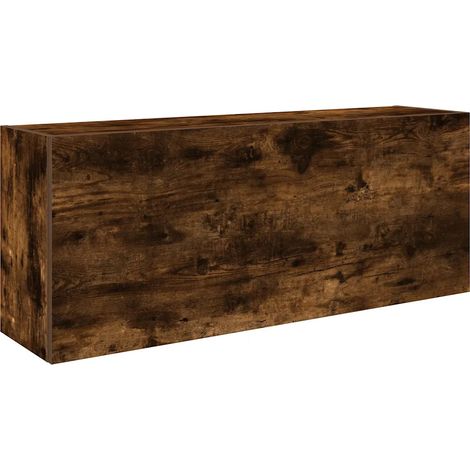 Mobiletto da bagno a parete pratico e minimalista 100 x 25 x 40 cm realizzato in legno composito finitura rovere affumicato 020051297