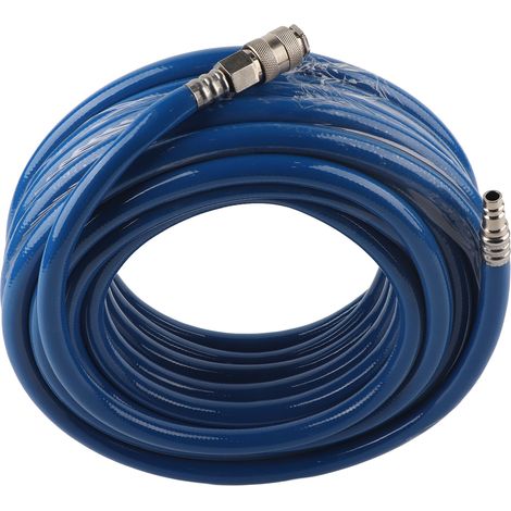 Tuyau pneumatique PVC bleu flexible 15M avec raccord rapide pour compresseur d'air (1/5)