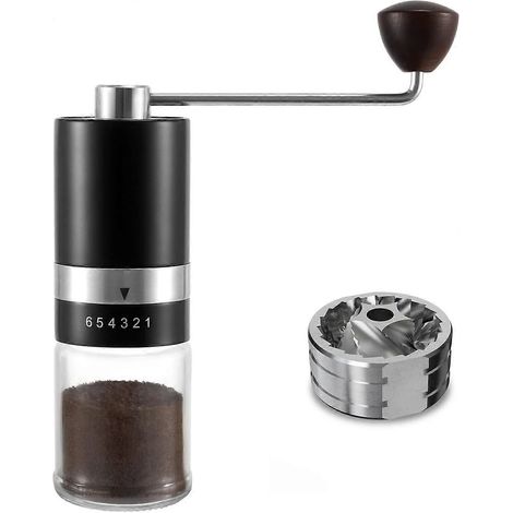 Moulin à café manuel à 6 réglages, en acier inoxydable, pour expresso, cafetière à piston et café filtre, pour une utilisation à la maison et en voyage.-AquaForge (1/3)