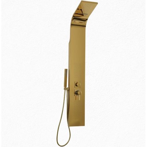 Colonna doccia attrezzata flower oro in acciaio gold con cascata h150xl20xp44 confezione 1 (1/4)