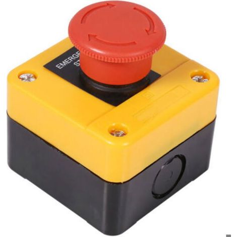 Bouton-Poussoir Arret Durgence - 660 V - 10 A - Contact DPST 1 NO 1 NC - Forme Champignon Rouge - 67 x 67 x 50 mm - 1 Piece (1/5)