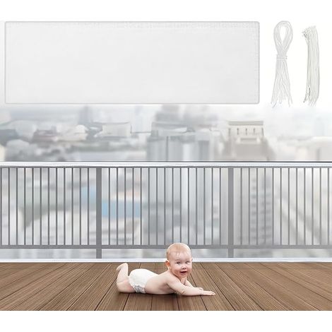Filet de Sécurité Enfants 3 m x 79 cm Filet Escalier Sécurité Blanc (1/5)