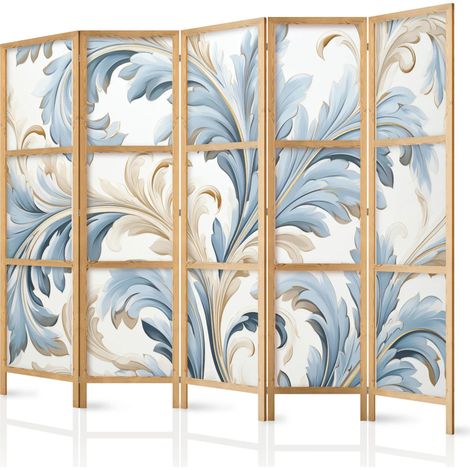 Japanischer Paravent artgeist creme blau 225x172 cm 3 Paneele