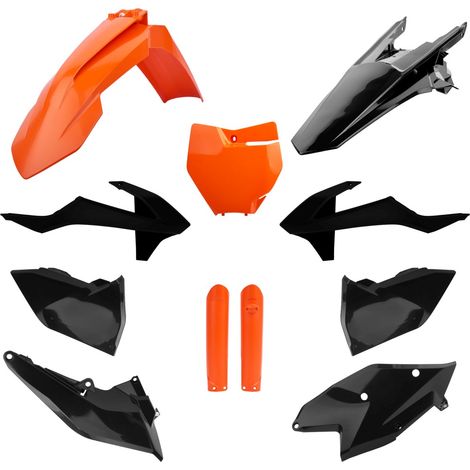 Kit completo di plastiche Polisport per KTM SX SXF 16-18, arancioni e resistenti.