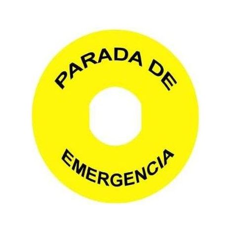 Etichetta pulsante a fungo circolare "EMERGENCY STOP" 90mm