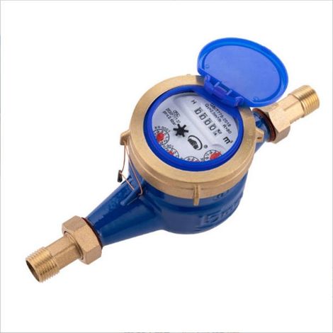 compteur d’eau 3/4 DN20 horizontal pour eau froide, compteur mécanique en fer cuivré avec raccords en laiton, 10 bars, montage horizontal (1/5)