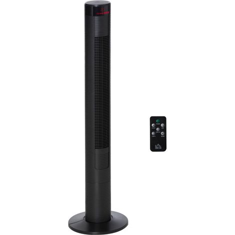 Ventilateur tour, silencieux avec télécommande, 117 cm, oscillation à 70°, sur pied, 4 modes, 3 vitesses, minuterie 12 heures, affichage LED, noir