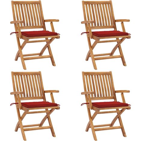 Klappbare Gartenstühle mit Kissen 4 Stk. Massivholz Teak (1/5)