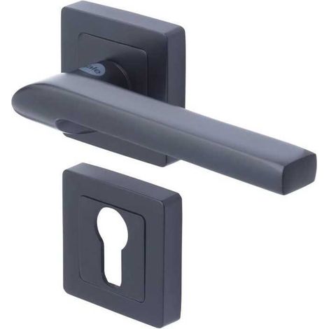 YALE - YPP7-S-PE Poignée de porte carrée de 7 noir YALE - Modele Sienna - passage de cylindre euro