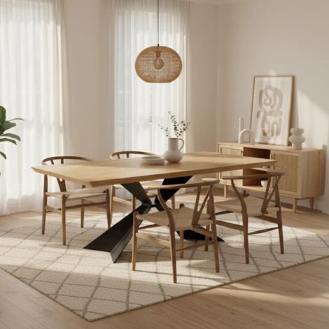 Taurus, Tavolo fisso con top Impiallacciato Rovere naturale (90cm X 160cm H. 76cm) Made in Italy Duzzle (1/5)