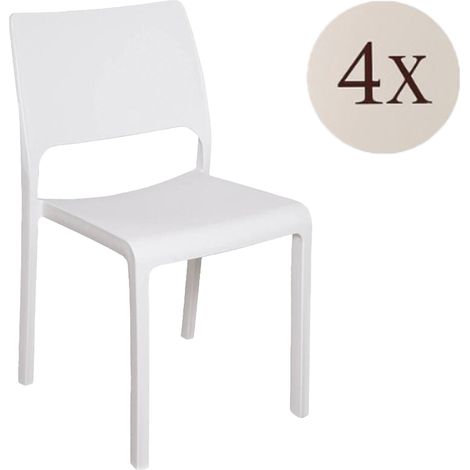 Dmora - 4er Set Gartenstühle Cereseto, Gartensitz, Für drinnen und draußen, Stapelbar, Made in Italy, 47x53 h82 cm, Weiß