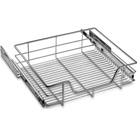 SOTECH 60 cm Teleskopschublade mit SoftClose 20 kg Tragkraft Chrom poliert Drahtkorbauszug
