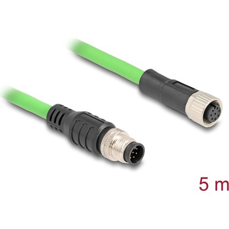 Delock Cable M12 codificado A 8 pin macho a hembra PUR (TPU) 5 m