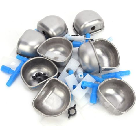 Abreuvoir à lapin automatique Abreuvoir Fix Bol, 12 ensembles Abreuvoir à lapin en acier inoxydable, Accessoires d'alimentation de la cuvette d'eau, pour Marten Fox(Connecteur en T en une pièce) (1/5)