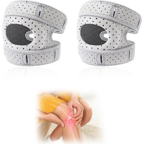 Genouillère de bien-être en 2 parties, support orthopédique pour hommes et femmes, pour l'arthrose, support de genou ajustable, pour le sport, bandage de compression respirant, pour soulager la douleu (1/5)