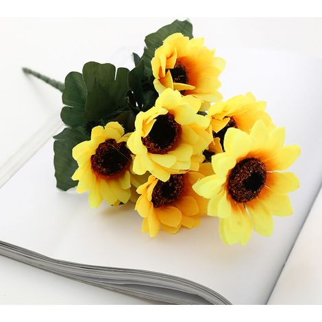 Tournesol Artificiel en Soie pour Décoration Maison, Salon ou Mariage - 7 Branches (1/5)