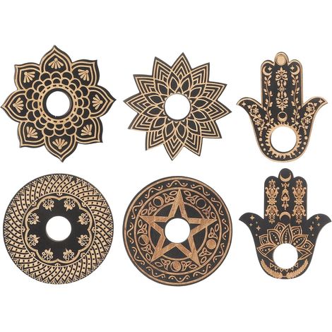 Présentoir en Bois Foncé Rond pour Boule de Cristal, Base Stable et Antichute, Lot de 6 Pièces, Support Décoratif pour Bureau et Salon (1/5)