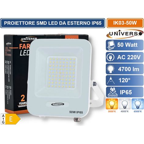 UNIVERSO IK03-50W PROIETTORE SMD LED 50W DA ESTERNO IP65 4700LM BIANCO NATURALE - 4000K