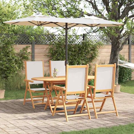 Garden Dining Set 5 pcs Cream White Solid Acacia Wood vidaXL (1/5)
