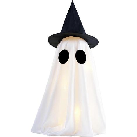 Lumineux sur pied fantôme décoration, avec chapeau de sorcière et nœud décoratif, pour porche et jardin extérieur,A (1/5)