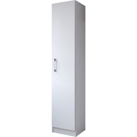 Beaux Meubles Pas Chers – Armoire de buanderie blanche 5 niches – Dimensions L 35 x H 170 x P 31.8 cm – Bois certifié FSC – Fixation murale incluse