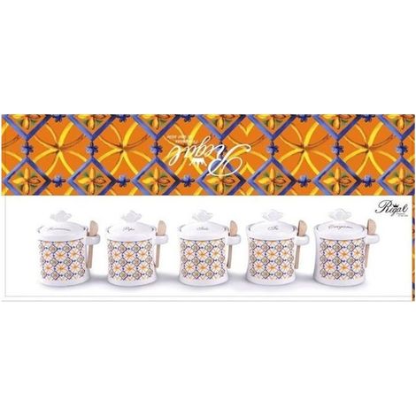 Set 6 Barattoli Contenitore spezie con cucchiaini in ceramica (1/3)