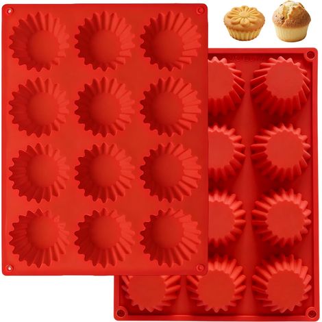 Moule Silicone Tartelette, 2 pièces Moule Mini Muffin, Mou le Mini Tartelette, Moule Mini Quiche, Moule Tartelette Silicone, pour Chocolat, Pudding, Tarte, Fromage, Quiche Gateau (1/5)