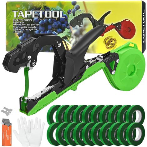 Machine à Nouer Les Plantes tuteur Tomate cerclage Machine Outil Jardinage Plante liée Outils Jardinage avec 20 Rouleaux de Ruban Adhésif Vert pour Jardin Fruits Légumes Fleurs Tomates Vigne (1/5)