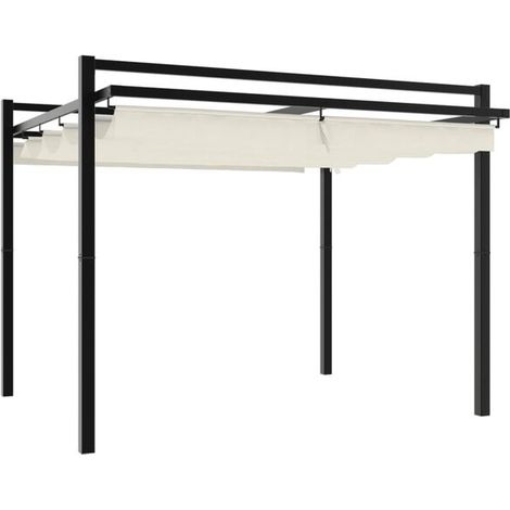 Gazebo de jardin avec toit rétractable, blanc cassé, 3x3 mètres, en aluminium. (1/5)