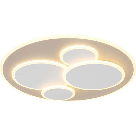 Plafonnier LED, lampe de plafond, lampe de salon, métal, couleur sable, blanc mat, D 49 cm