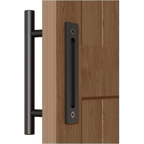 Poignée de porte coulissante noire de 10 po pour porte de grange coulissante (1/5)
