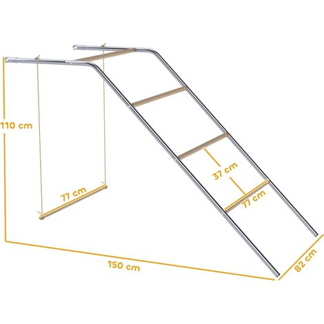 Structure de jeu pour poules argent bois 82x150x110cm perchoirs balançoire réglable, aire de loisir ludique pour volailles du poulailler (1/5)
