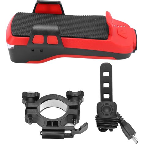 Multifunktionale, per USB aufladbare Fahrradlampe, praktisch und tragbar, mit Handyhalterung (rot) (1/5)