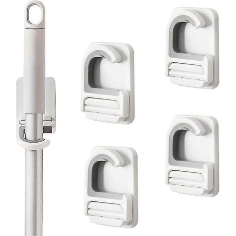 Ensemble de 4 supports adhésifs et porte-balais pour salle de bain, cuisine, garage et jardin (1/5)
